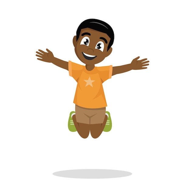 Muchacho feliz africano y salto