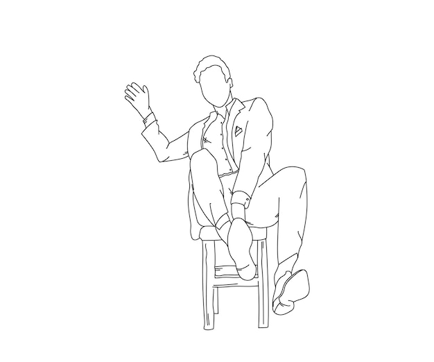Muchacho Hombre Dibujo vectorial de arte de línea