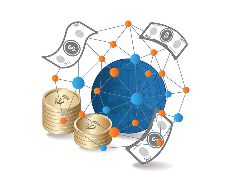 Vector muchas redes entre el mundo para ganar dinero.