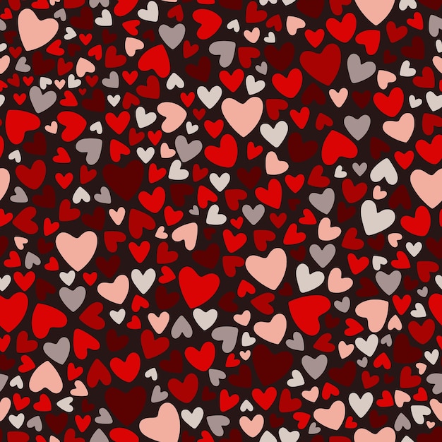Muchos corazones en fondo marrón oscuro patrón sin costura para un evento romántico
