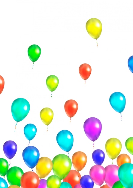 Muchos globos de colores voladores