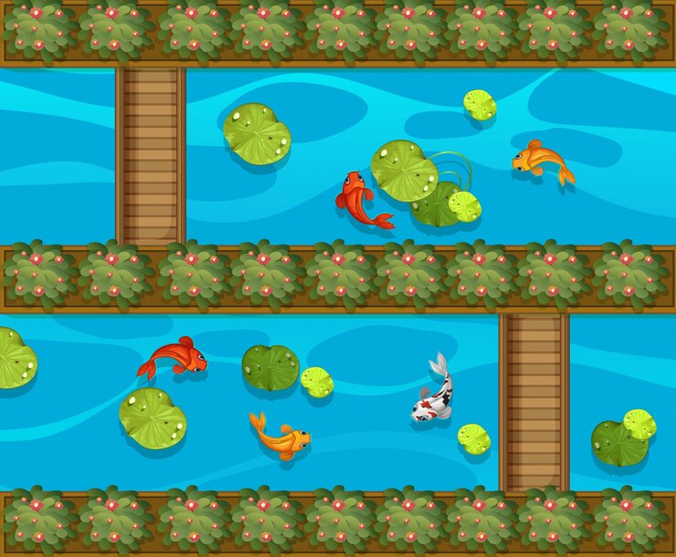 Vector muchos peces en la piscina