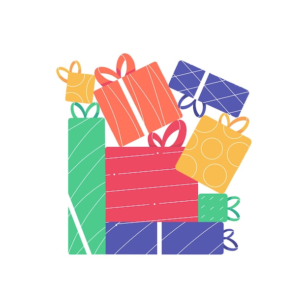 Muchos regalos navideños y obsequios para las vacaciones de invierno.