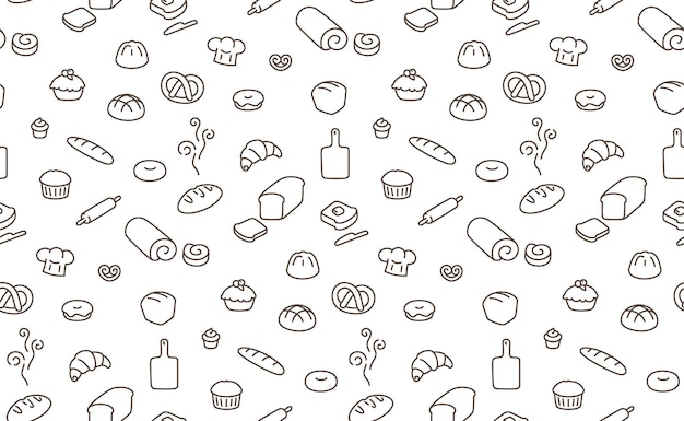 muchos tipos de pan de patrones sin fisuras papel de regalo papel tapiz fondo kawaii garabato dibujos animados planos