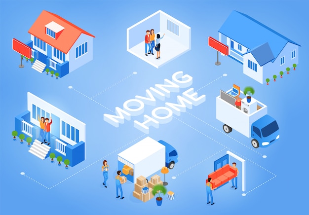 Mudarse en casa nueva con servicio de reubicación Vector