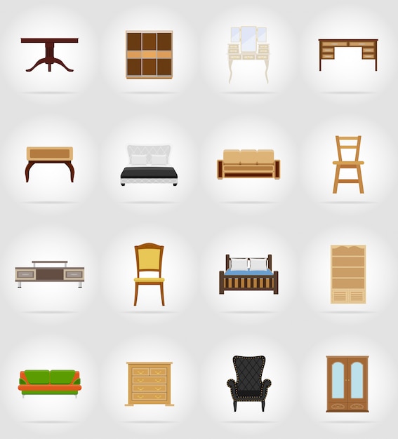 Muebles conjunto de iconos planos.