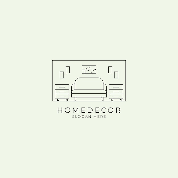 Vector muebles de decoración para el hogar de diseño de logotipos de interiores.