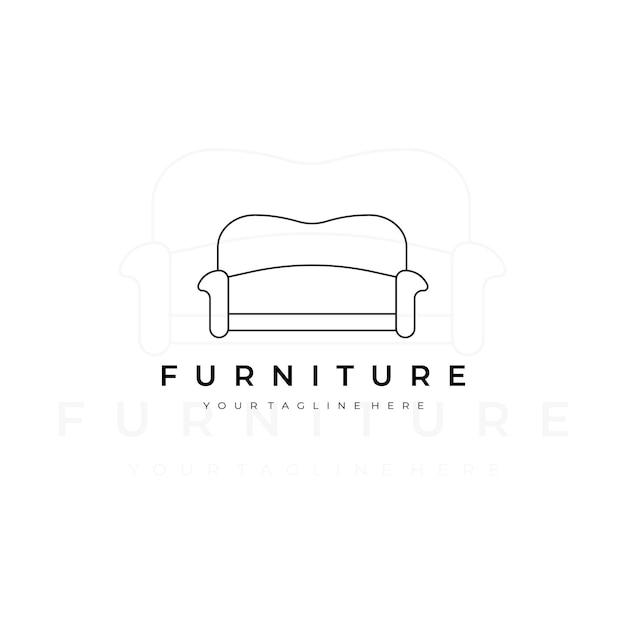 muebles ilustración line art vector diseño logo naturaleza interior monoline contorno lineal simple