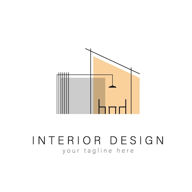 Vector muebles interiores logo bienes raíces