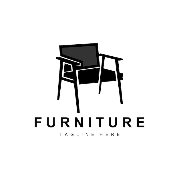 Muebles logo muebles para el hogar diseño habitación icono ilustración mesa silla lámpara marco reloj maceta