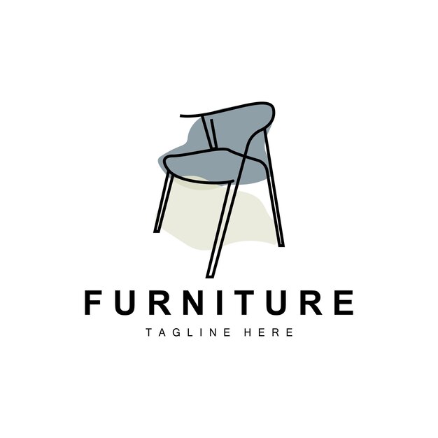 Muebles logo muebles para el hogar diseño habitación icono ilustración mesa silla lámpara marco reloj maceta