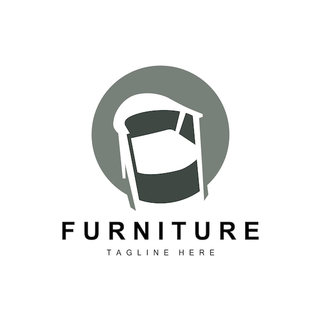 Muebles logo muebles para el hogar diseño habitación icono ilustración mesa silla lámpara marco reloj maceta