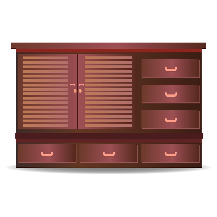 Vector muebles de madera para almacenamiento diseño clásico de decoración del hogar