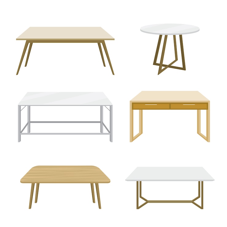 Vector muebles mesa de madera aislada ilustración vectorial