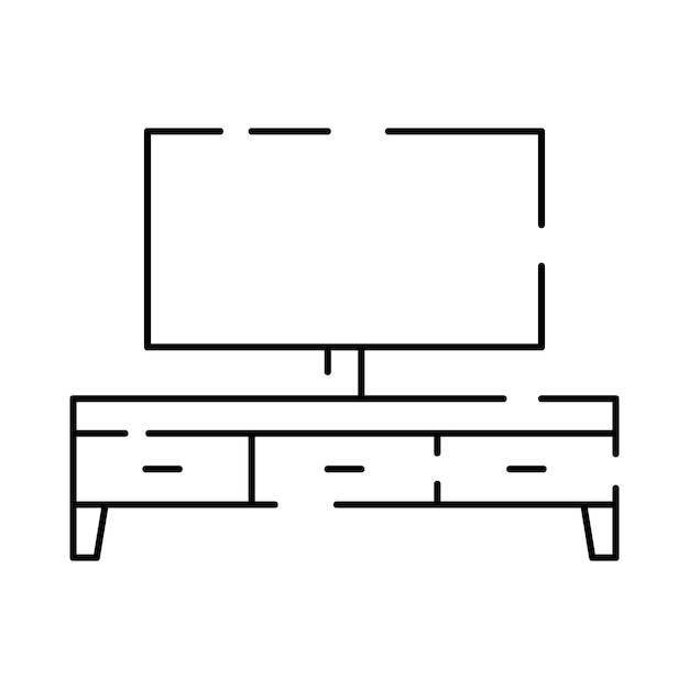 Muebles simples Iconos de línea vectorial Diseño de hogar interior Soporte de tv vectorial