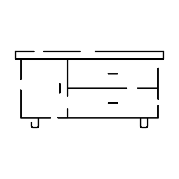 Vector muebles simples iconos de línea vectorial diseño de hogar interior vector soporte de tv cajón tocador y espejo