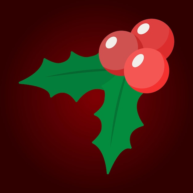 Muérdago Navidad icono de baya de acebo Ilustración vectorial en estilo plano