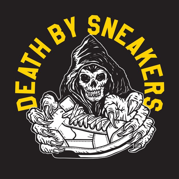 Muerte por zapatillas Grim Reaper Ilustración Vector Diseño