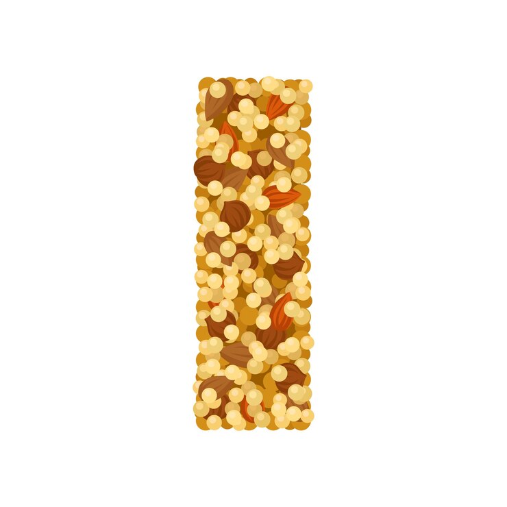 Vector muesli seco con avellanas, almendras y arroz inflado primer plano ilustración vectorial sobre fondo blanco