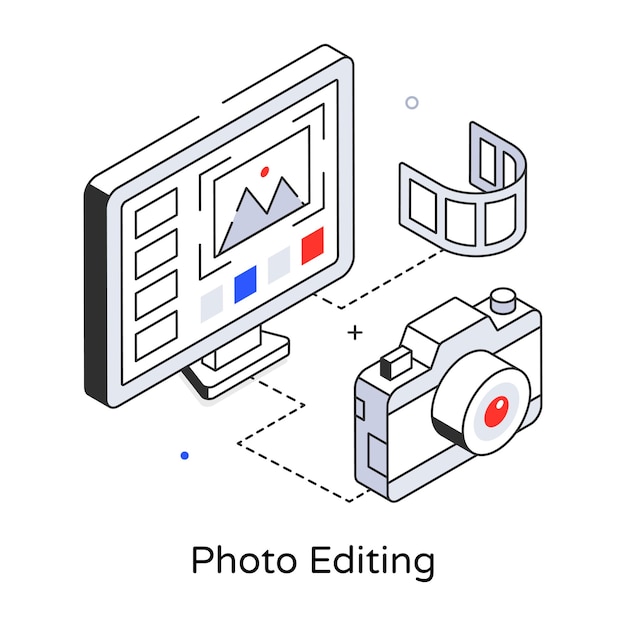 Se muestra una aplicación de edición de fotos sobre un fondo blanco.