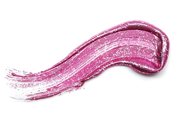 Muestra de brillo de labios rosado metálico brillante aislada sobre fondo blanco fotografía ultra realista blanca