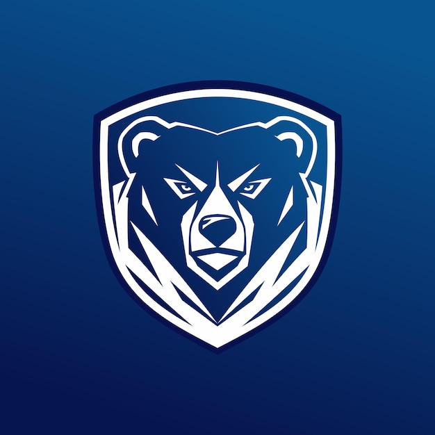 se muestra una cara de oso con un escudo en ella