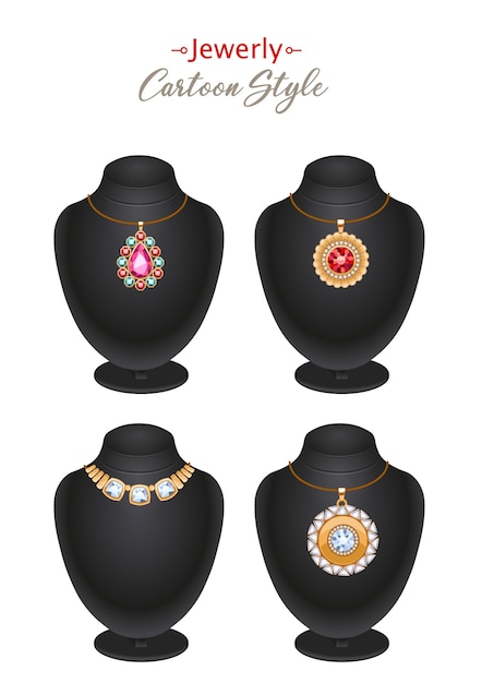 muestra colección de ilustraciones de estilos de joyería