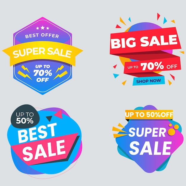 se muestra una colección de letreros para grandes ventas