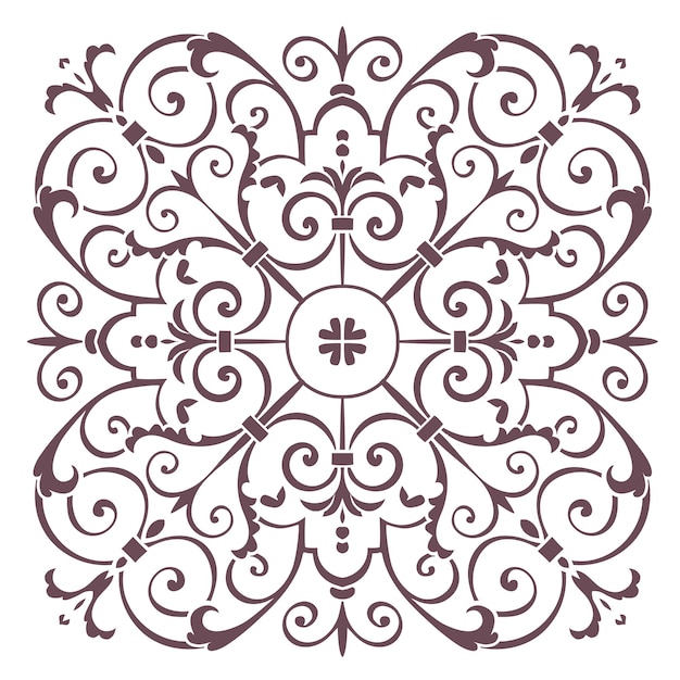 Muestra dibujada a mano para azulejos de estilo oriental, color marrón oscuro y gris, mayólica italiana