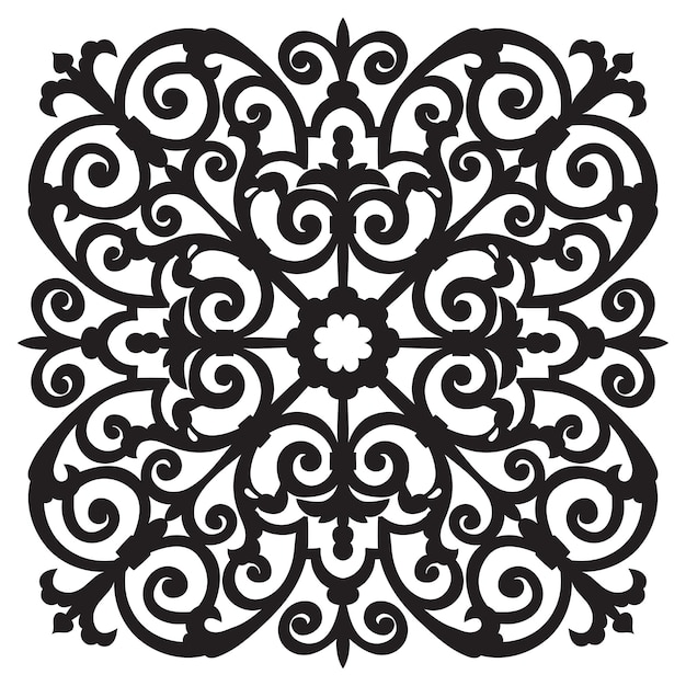 Muestra dibujada a mano para azulejos de estilo oriental en colores blanco y negro mayólica italiana
