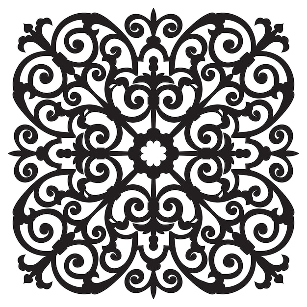 Muestra dibujada a mano para azulejos de estilo oriental en colores blanco y negro mayólica italiana