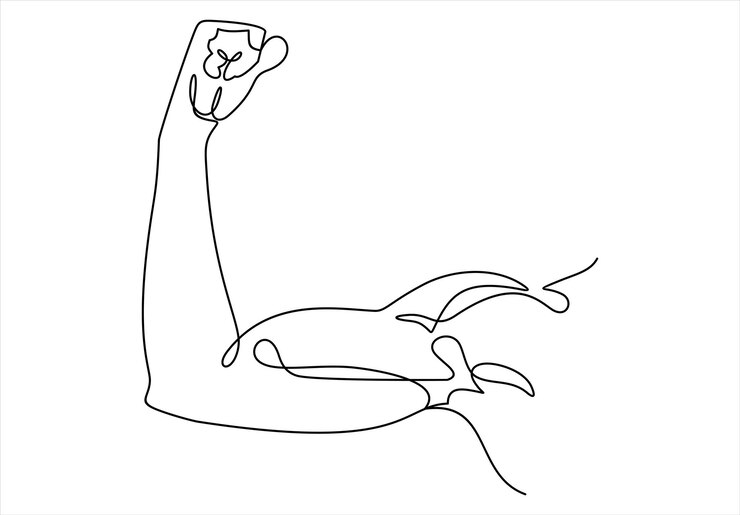 muestra el dibujo vectorial continuo de una línea de bíceps