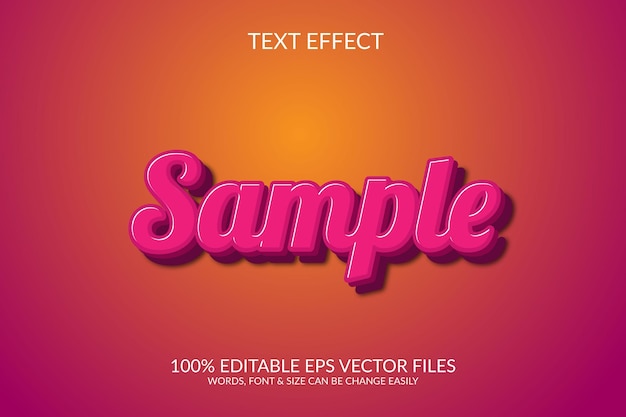 Muestra de diseño de plantilla de ilustración de efecto de texto vectorial editable en 3D
