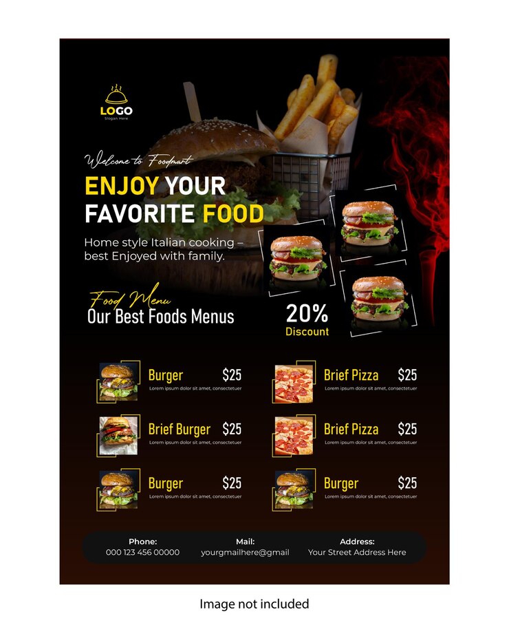 Vector muestra flyer restaurante
