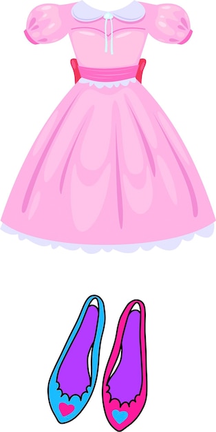 se muestra una imagen de dibujos animados de un vestido y zapatos