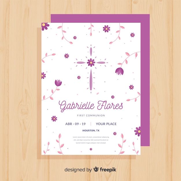 Muestra invitación primera comunión floral