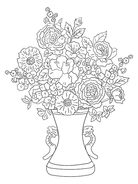 Se muestra un jarrón de flores con la palabra