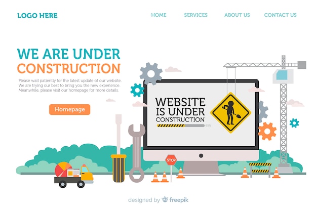 Muestra landing page en construcción