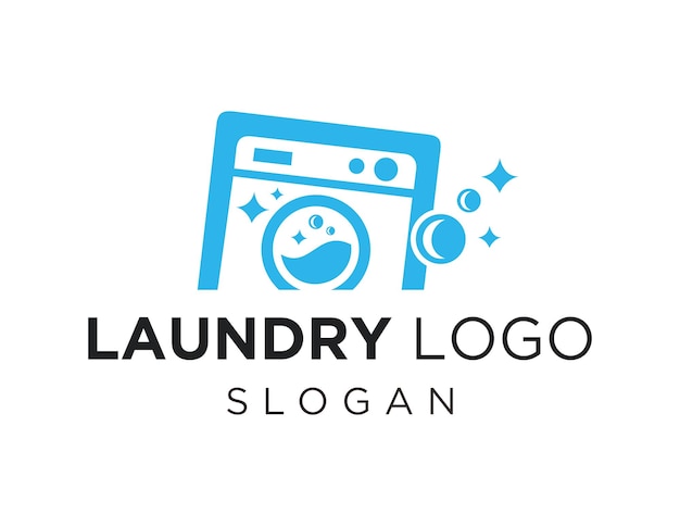 Se muestra un logotipo de lavandería azul sobre un fondo blanco.