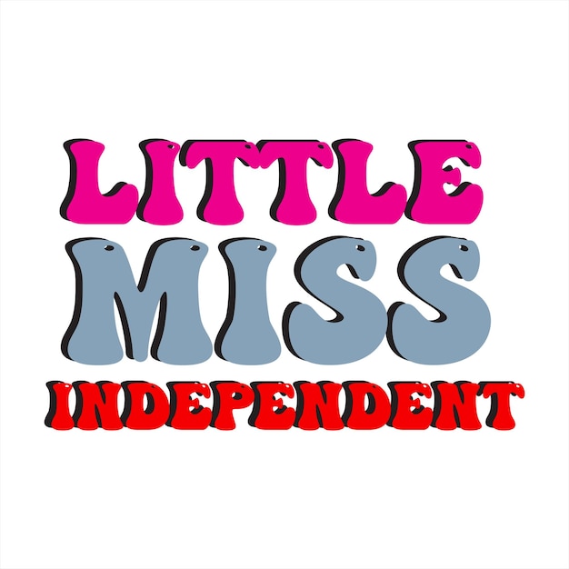 Vector se muestra un logotipo de little miss independent en rosa, azul y gris.