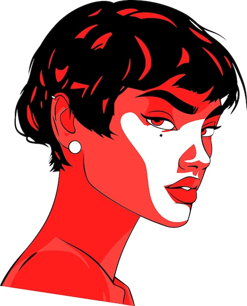se muestra a una mujer con un vestido rojo y un pendiente