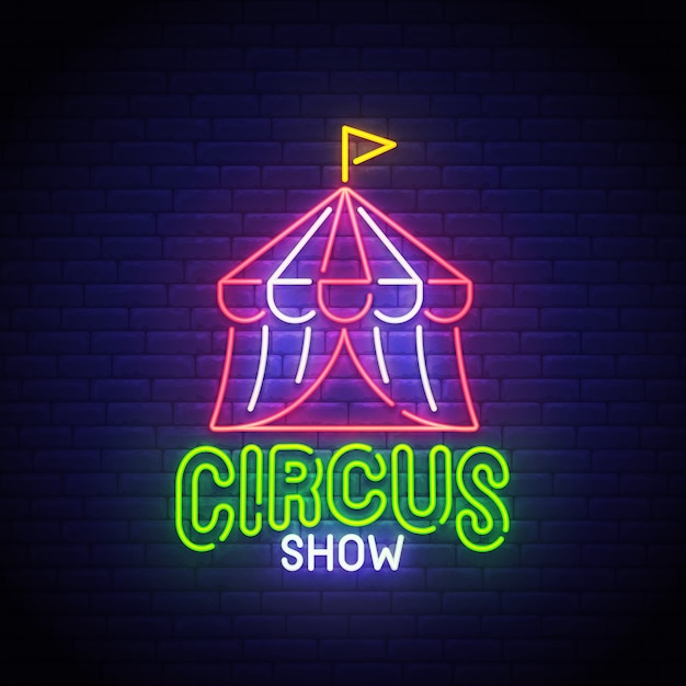 Muestra de neón del espectáculo de circo
