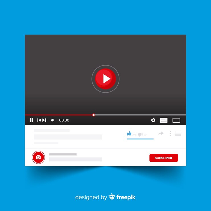 Vector muestra reproductor multimedia redes sociales plano