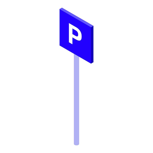 Se muestra una señal de estacionamiento azul aislada sobre un fondo blanco