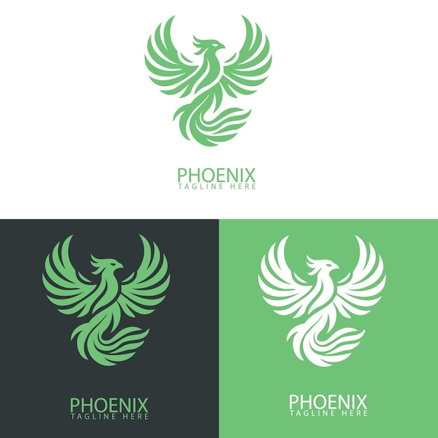 Se muestran tres logotipos diferentes de un fénix