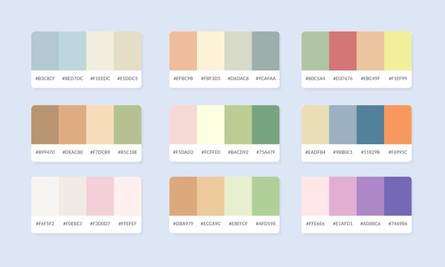 Muestras del catálogo de la paleta de colores Pantone Muestra de color Conjunto de pancartas de paleta de color abstractas