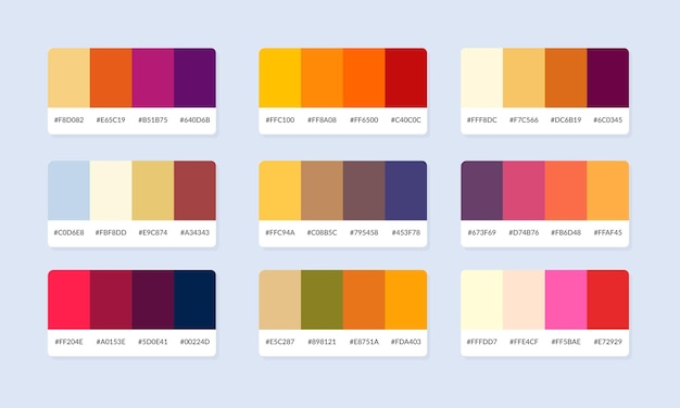 Muestras del catálogo de la paleta de colores Pantone Muestra de color Conjunto de pancartas de paleta de color abstractas