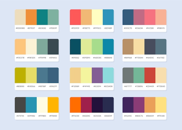 Muestras del catálogo de la paleta de colores Pantone en rgb hex