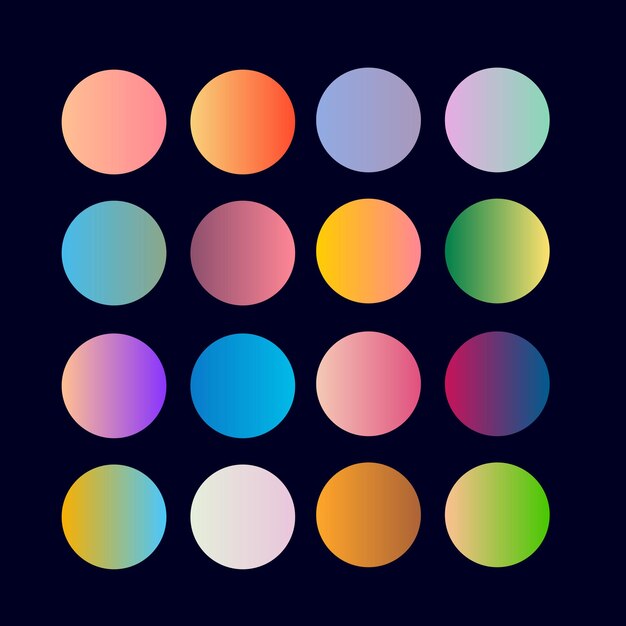 Muestras de catálogo de paletas de gradientes multicolores conjunto de gradientes de colores de moda Ilustración vectorial