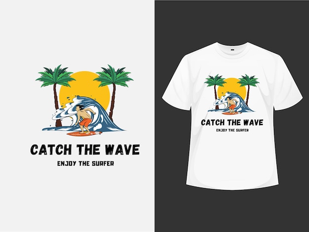 Muestras de diseño de camiseta de vector de playa con logo